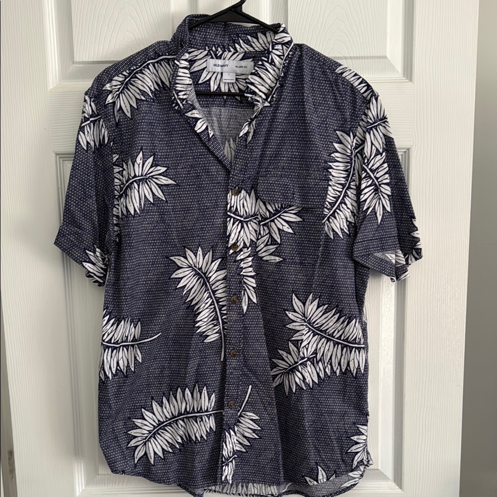 Navy Blue Floral Men's Shirt